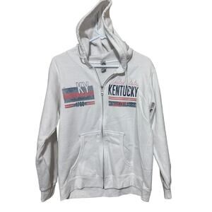 Kentucky Sweatshirt Womens Medium White Hoodie Full Zip Blue Grass state